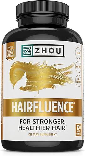 Zhou Hairfluence - Suplemento de biotina vegana para el crecimiento del cabello para hombres y mujeres, suplemento para el crecimiento del cabello