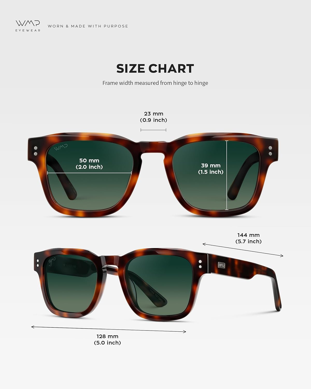 WMP Eyewear – Men’s Polarized Rectangular Sunglasses: Thick Acetate Frame, Modern Style