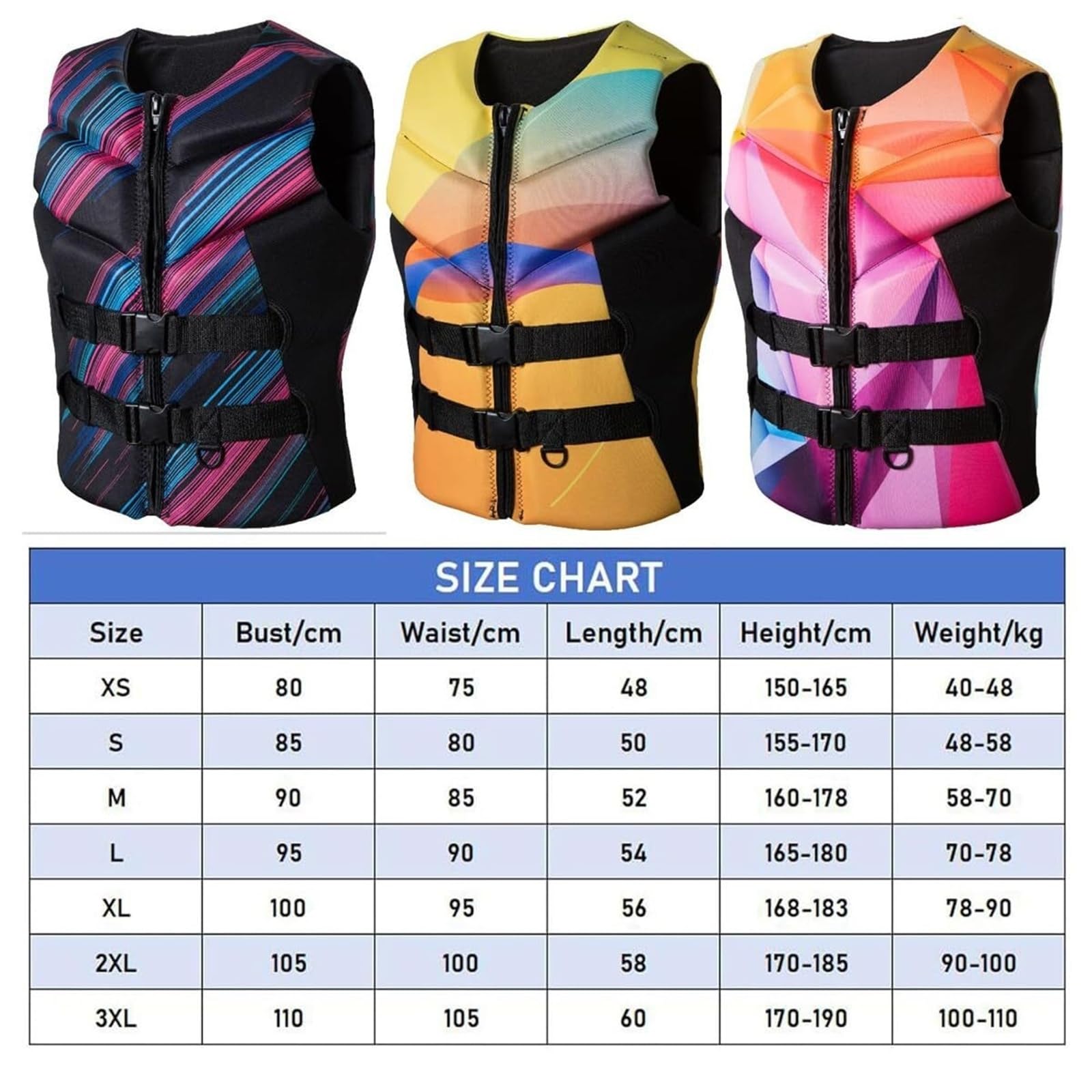 Giubbotto di Salvataggio in Neoprene Leggero for Adulti, Gilet Aiuto al Galleggiamento Regolabile for Paddle Boarding, Kayak, Nuoto, Canottaggio(B,XXL)