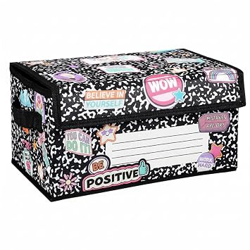 LemonRoad Compostion Notepads Prizes Box for Classroom Treasure Chest Box for Prize Foldable Storage with Lid Prizes Awards Chest Memory for Teacher Gifts Classroom Nursery Room Decor