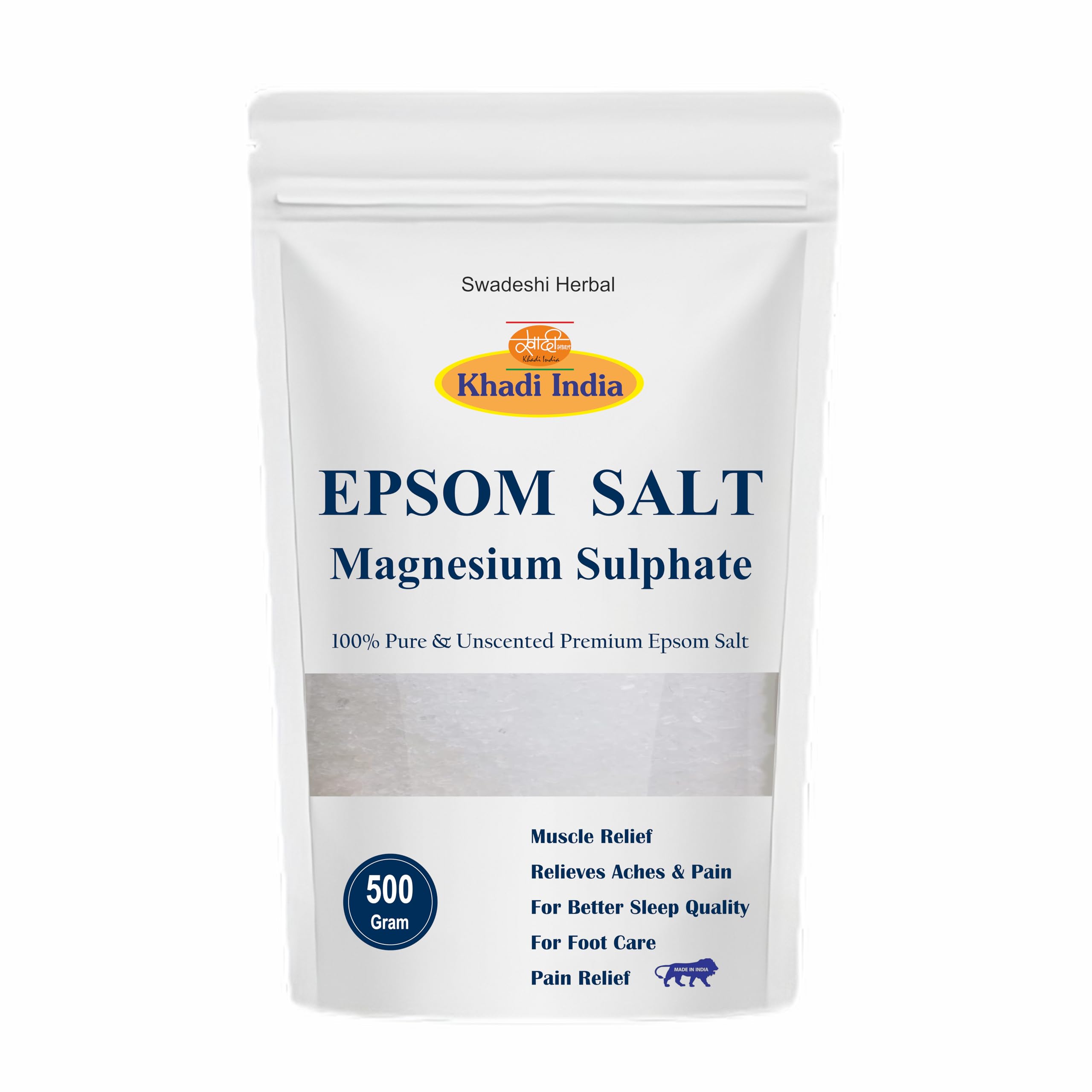 Khadi herbs Organic Epsom Salt Crystals | Pure Magnesium Sulfate USP – Deep Skin Cleanse & Relaxing Soak (500gm)-image-8