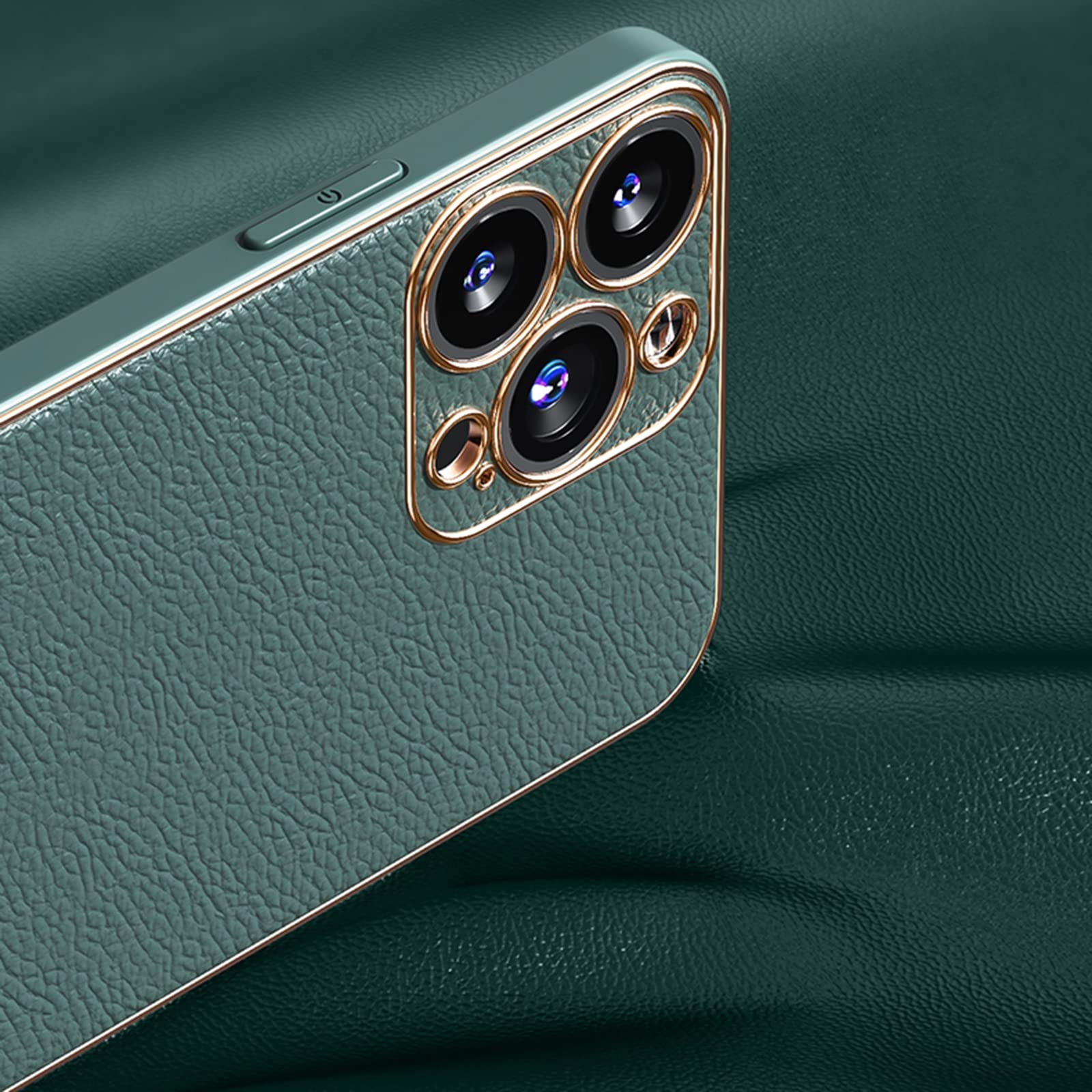 Funda de Cuero para iPhone 13 Mini/13/13 Pro/13 Pro MAX, Estuche de Piel PU con Protección de La Cámara, Ultra Fina, a Prueba de Golpes,Verde,13 Pro MAX 6.7"