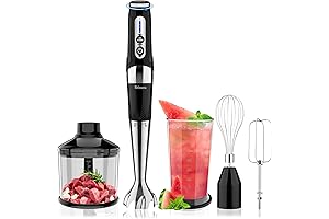 Cordless Hand Blender: 4-in-1 USB Rechargeable Immersion Blender, 21 Variable Speeds &...