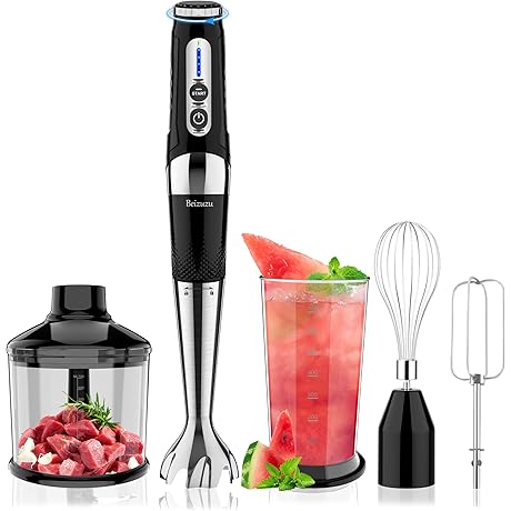 Cordless Hand Blender: 4-in-1 USB Rechargeable Immersion Blender, 21 Variable Speeds &...