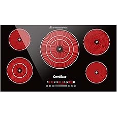 ECOTOUCH Electric Cooktop 24 inch, 4 Burner Stove Top, Radiant Electric Cooktop with Kid Safety Lock, Timer, 9 Heating Levels, 6800W, 220-240V for Hard Wire (No Plug)