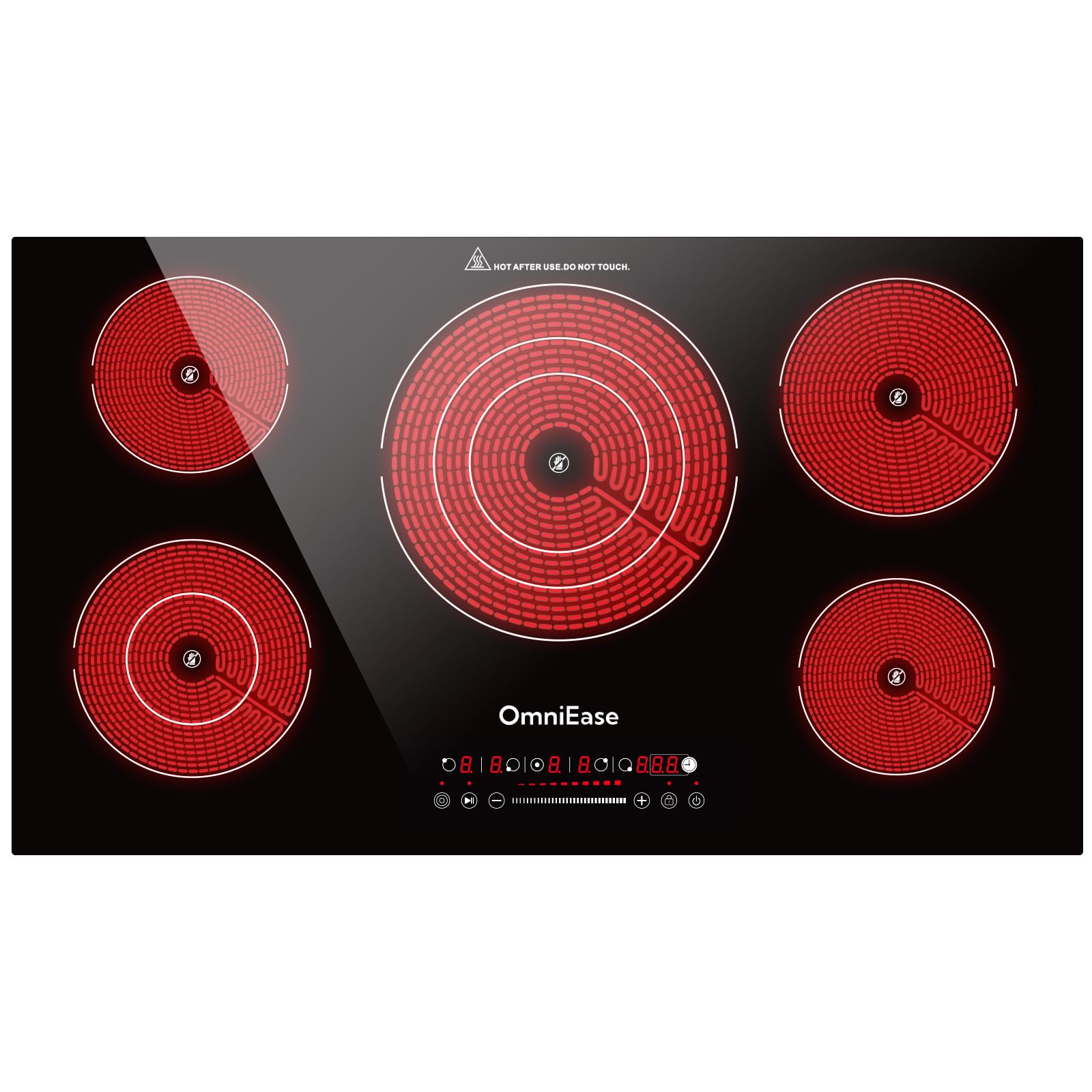 Photo 1 of 
OmniEase Electric Cooktop 36 Inch, 9600W 5 Burner Built-in Electric Stove Top 36" Radiant Cook Top with Kid Safety Lock, Timer, 9 Heating Level, 220-240V for Hard Wire