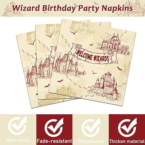 Miniatura 4 de chiazllta 96 platos y servilletas de papel para fiesta de mago mágico, platos de fiesta temática de mago, platos de cumpleaños de castillo vintage y
