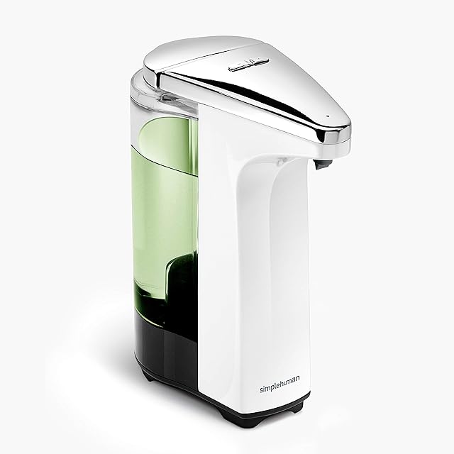 simplehuman ST1018 237ml Automatic Hand Motion Liquid Soap Dispenser, Volume Control, White Plastic