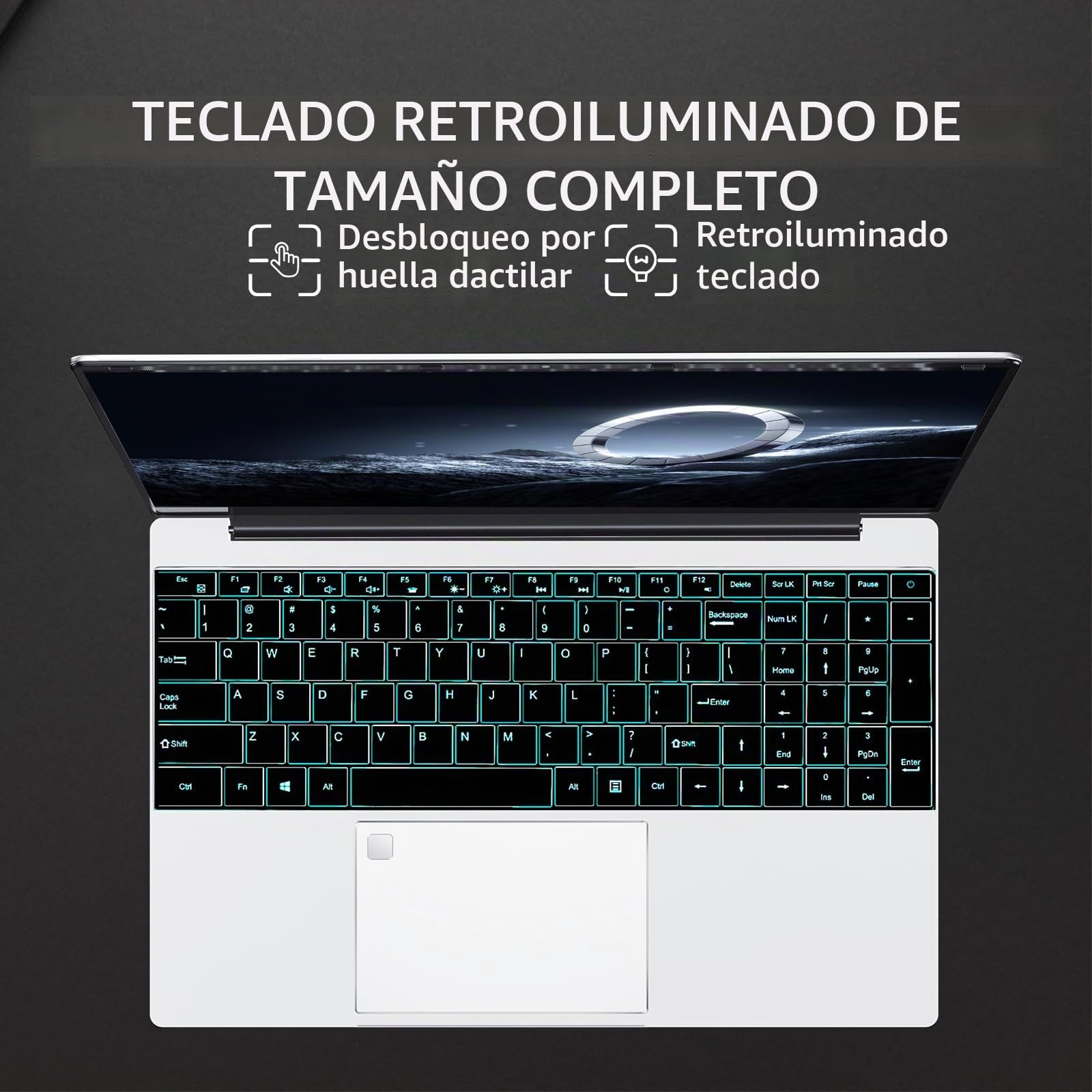 Ordenador Portátil 15,6 Pulgadas, Portátil 16GB DDR4 512GB SSD, Win 11 PC Portatil Celeron N95 CPU, Teclado Retroiluminado, Desbloqueo Huellas Dactilares, IPS Pantalla Laptop, USB3.0+BT4.2+Webcam