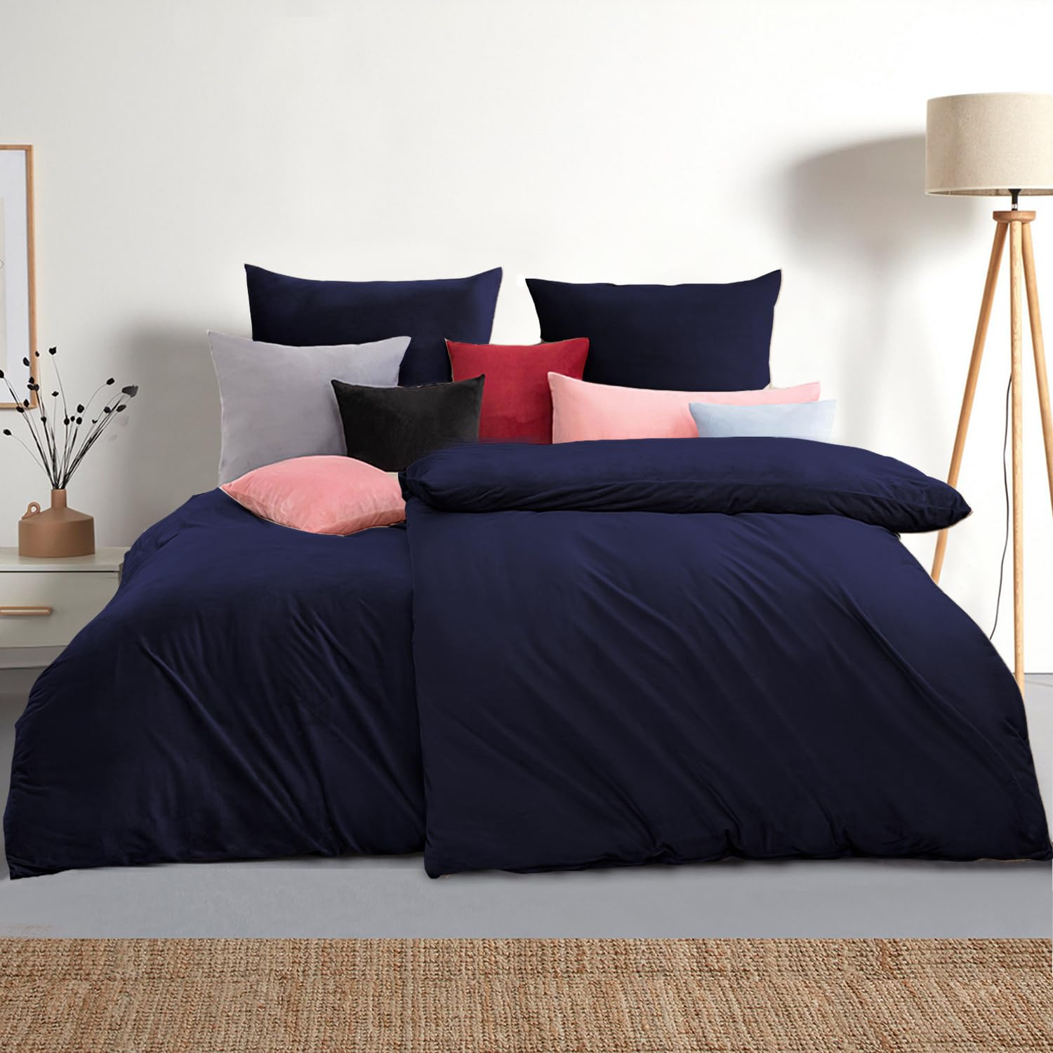 Soifox Bettwäsche 155x220 4teilig Blau - 2 Bettbezüge 155x220 + 2 Kissenbezüge 80x80 Weich und Bügelfrei Mikrofaser mit Reißverschluss (4 TLG. 155 x 220 cm, Blau)
