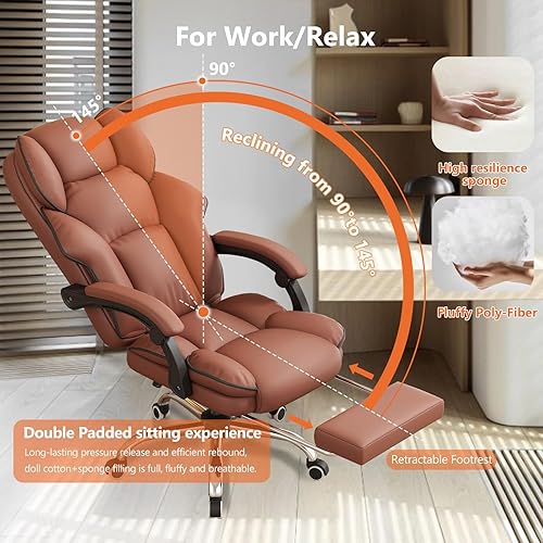 Miniatura 4 de Silla de oficina con respaldo alto, silla de escritorio ejecutiva, silla de juegos para computadora con reposapiés, sillas de trabajo giratorias,