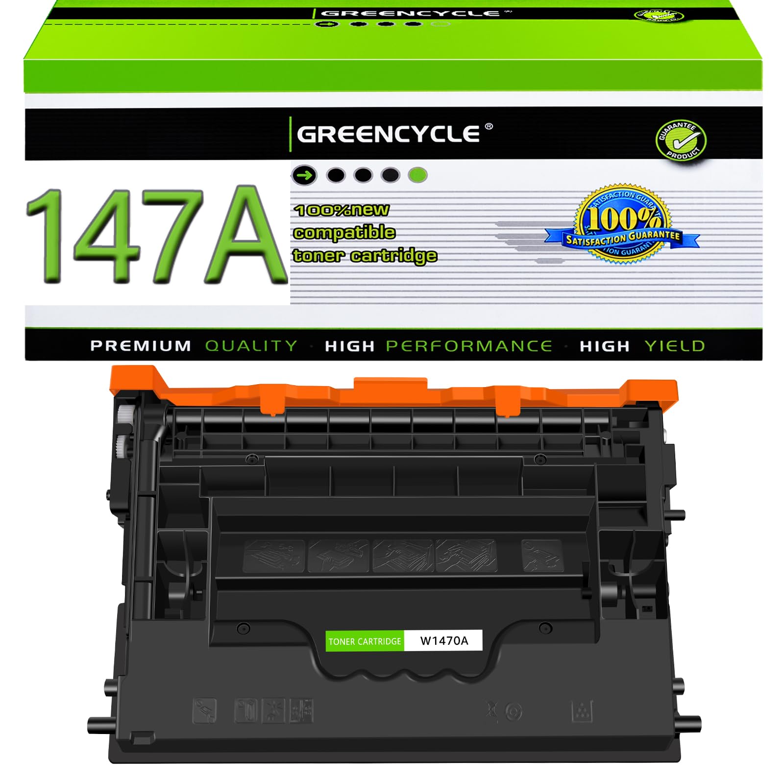 greencycle 147A with Chip Toner Cartridge Replacement Compatible for HP 147A Black Toner Cartridge W1470A Work with Laser Jet Enterprise M610, M611,