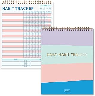 S&O Striped Habit Tracker Calendar - 24 Month Daily task Journal - Undated Routine Planner with Personalized Goal Chart for Health, Fitness & Finance - Weekly Chore Chart for Adults