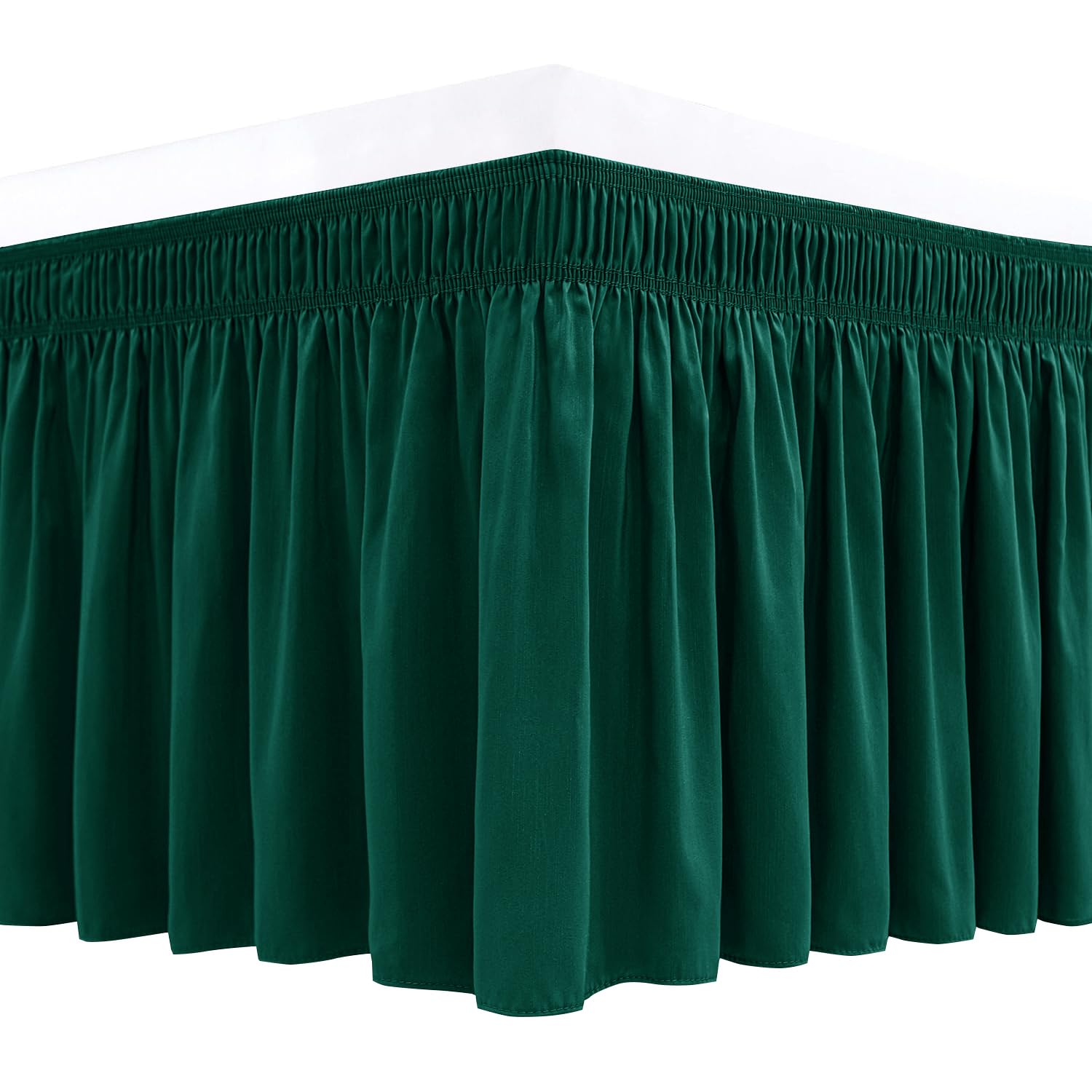 Biscaynebay Wrap Around Bed Skirts for King & Cal King Beds 15" Drop, Christmas Hunter Green Adjustable Elastic Dust Ruffles Easy Fit Wrinkle & Fade Resistant Silky Luxurious Fabric Machine Washable — image 1