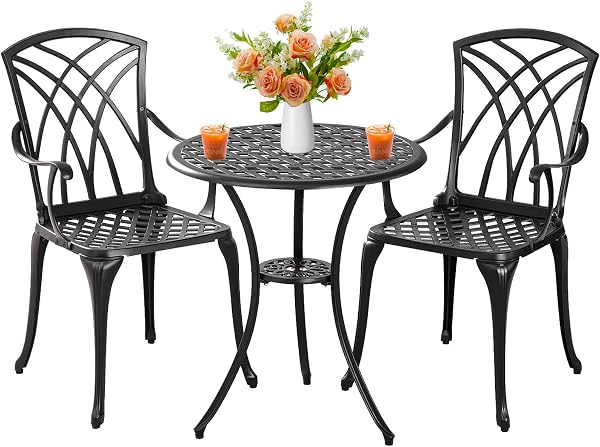 Outdoor 3 Piece Bistro Set Cast Aluminium