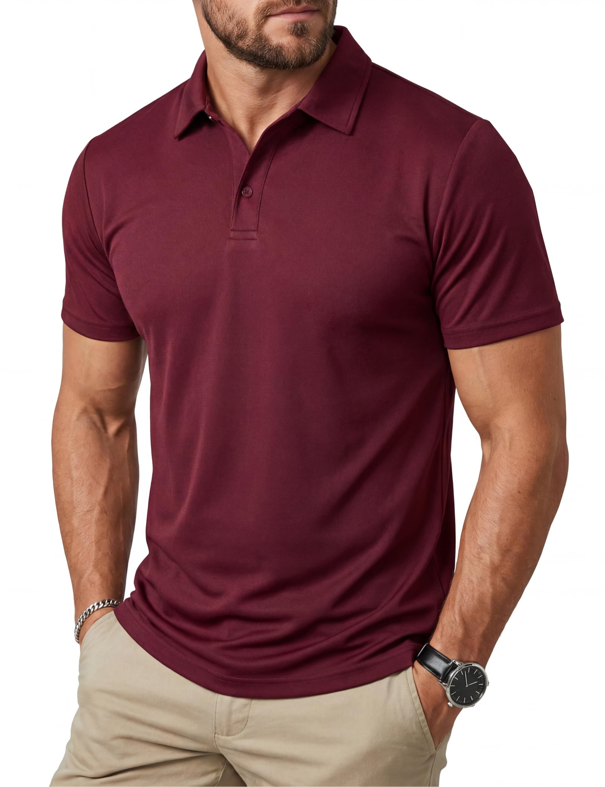 MAGCOMSEN Poloshirt Herren Kurzarm Golf Polo Shirt Schnelltrocknend Polohemd Atmungsaktiv Sport Funktionsshirt Outdoor