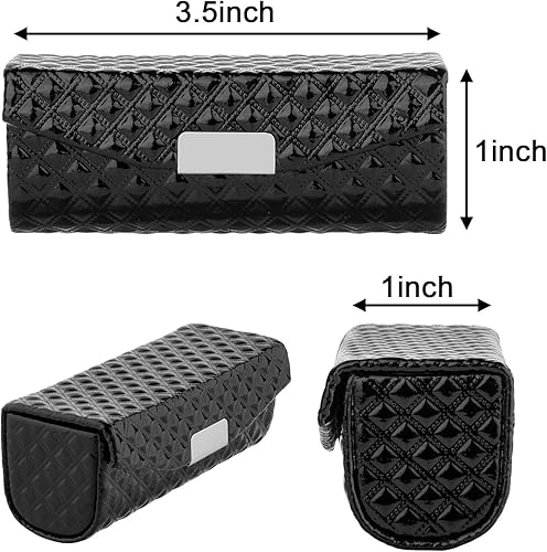 Vista 2 de Beautyflier - Estuche de lápiz labial de piel PU para mujeres con espejo, rectangular, estuches de maquillaje para viajes en bolso, soporte