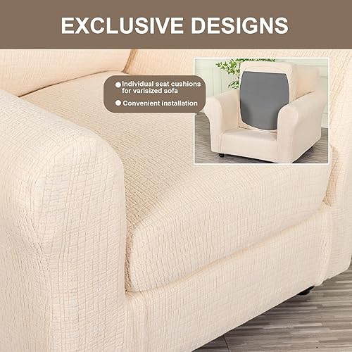 Miniatura 7 de Eco-Ancheng Fundas para silla, funda de sofá con funda de cojín de asiento separada con parte inferior elástica, 1 funda de asiento con brazos,