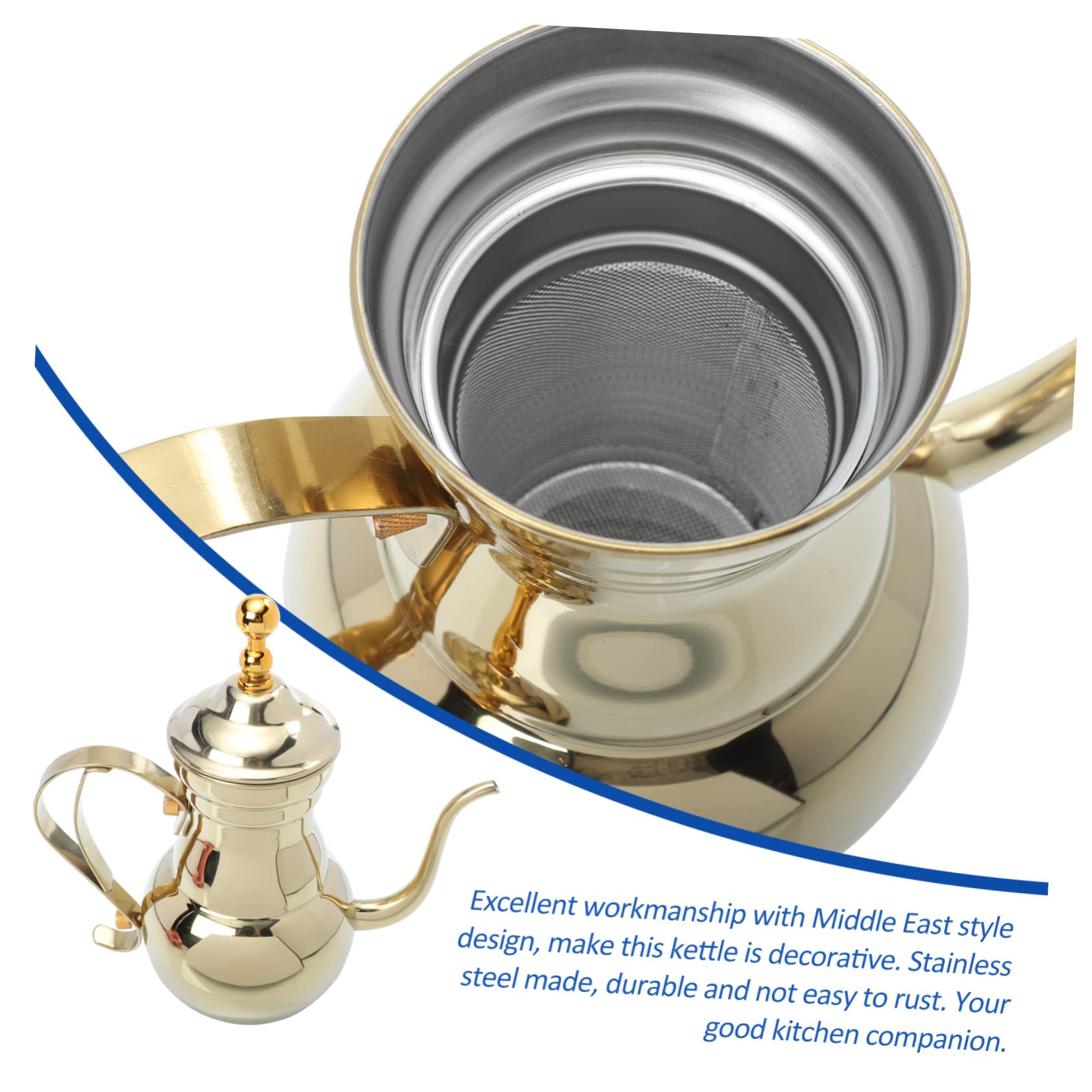 HOLIDYOYO Arabic Coffee Pot Tea Pitcher Gold Decor Coffee Maker Sauce Dispenser Lemonade Decor Espresso Ground Coffee Vintage Decor Coffee Pot Wine Golden Stainless Steel
