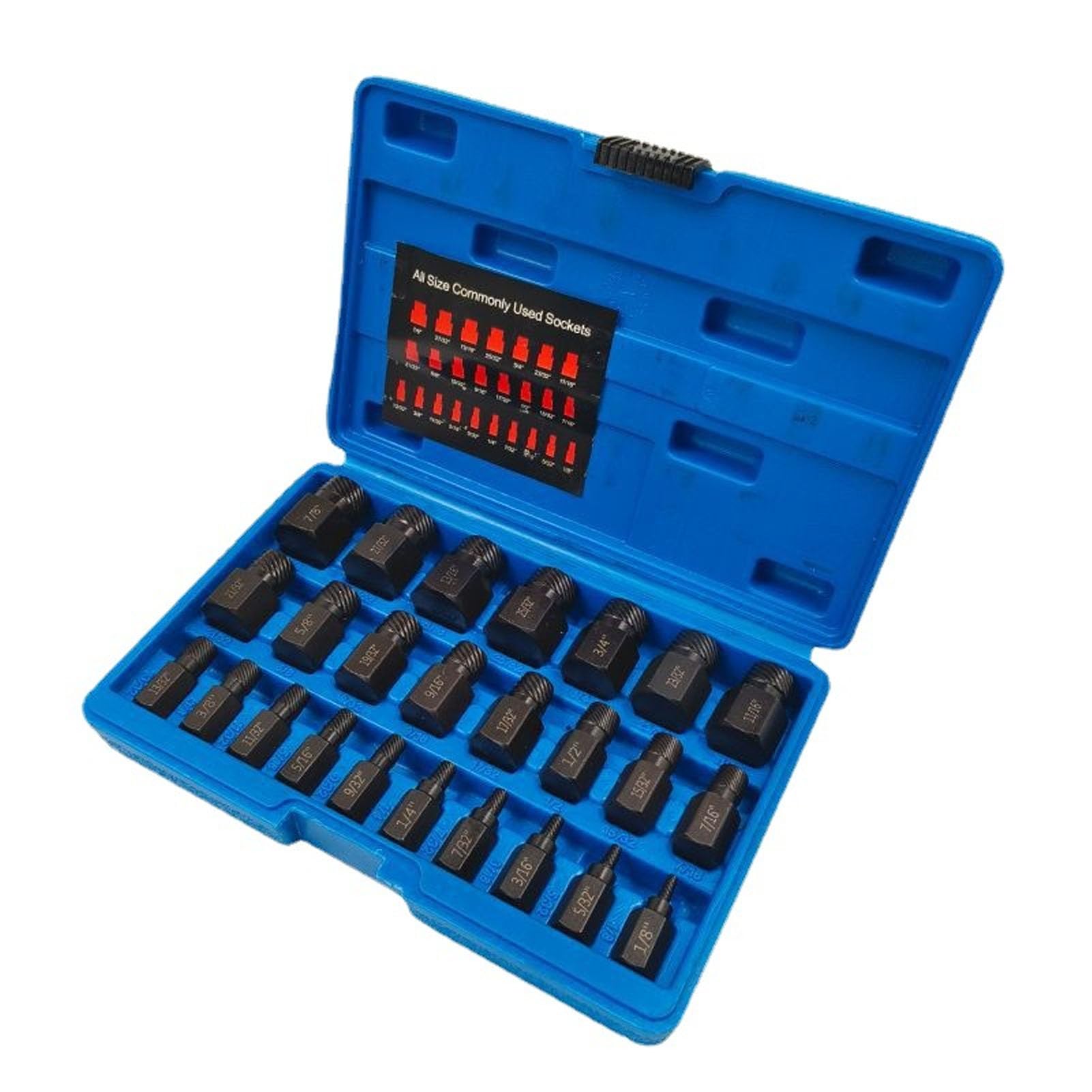 Akozon Juego de Extractores de Tornillos de Acero Cr Mo, Herramienta de Mantenimiento de Reparación de Eliminación de Pernos Dañados, Cabeza Hexagonal de Acero, 25 uds.