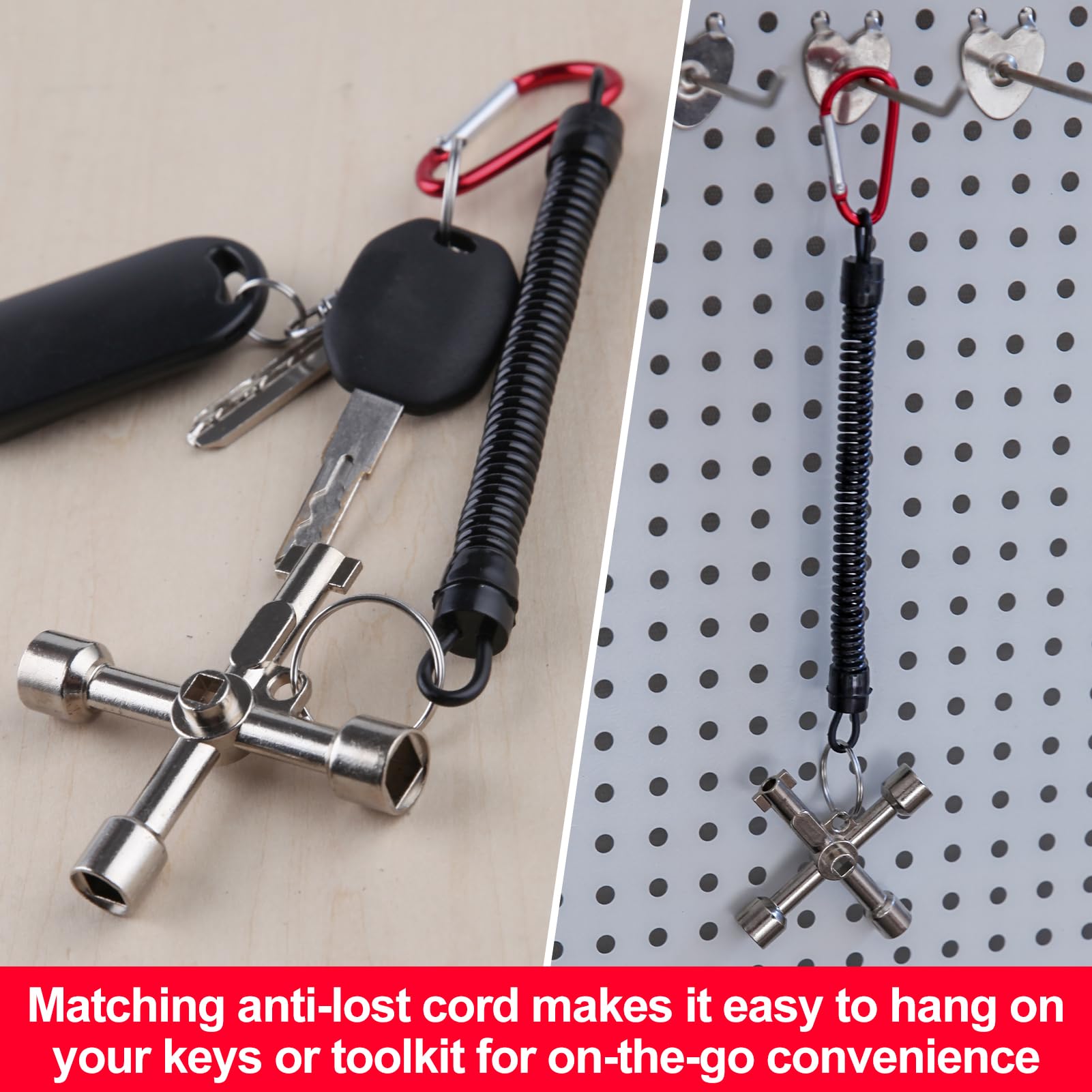 GOLD DEER 4 Way Utilities Key with Lanyard Electric Cabinet Panel Keys Multi-Functional Water Key Set Water Spigot Key Sillcock Key Water Key Hose Bib Key Shut Off Tool for Valve Faucet,2Pack - Image 4