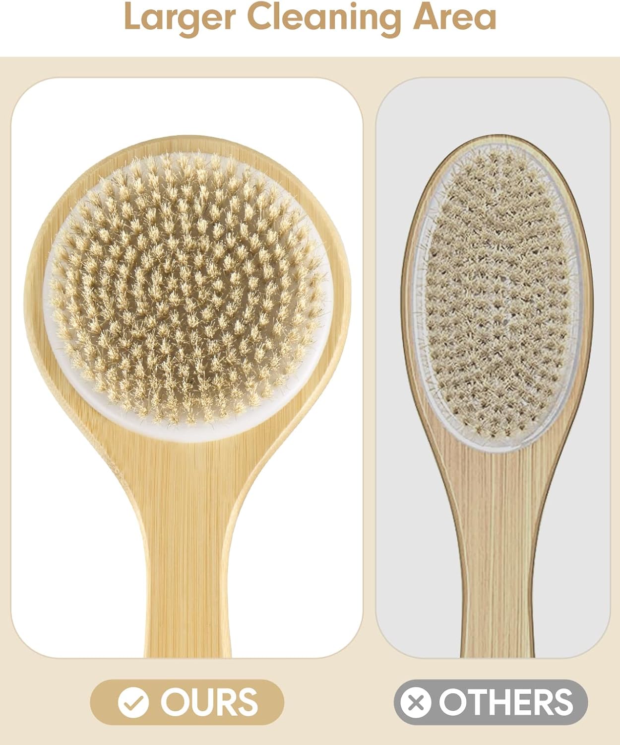 Shower Brush with Soft and Stiff Natural Bristles, Gelibo Back Scrubber for Shower with Long Wooden Handle, Double Sided Body Brush for Wet or Dry Brushing Exfoliating Body Scrubber : Beauty & Personal Care