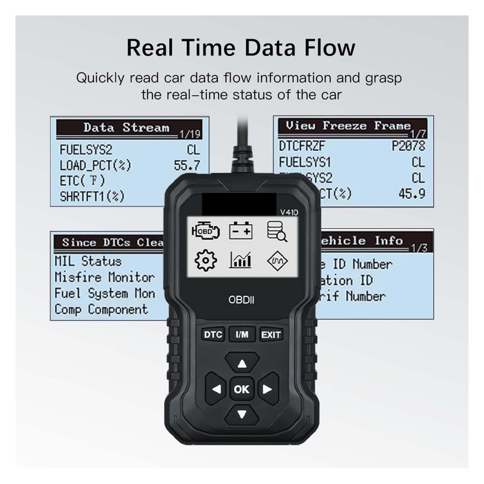 Lettore di Codici, Strumento di scansione for la Ricerca Codici DTC OBD2 for autoveicoli V410 for diagnosi guasti 'Auto per Il Controllo del Motore dell'auto