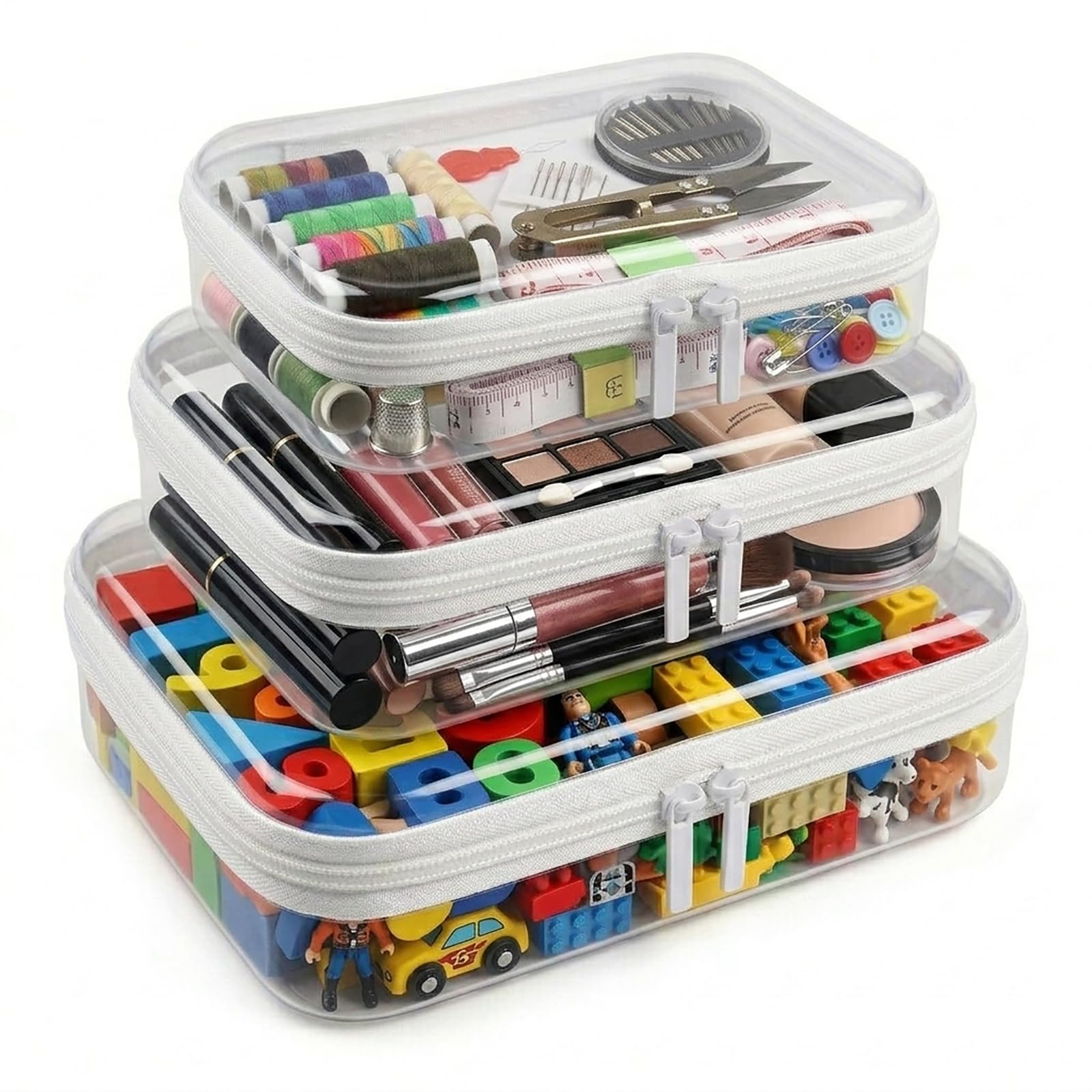 AlthaiaTidy Clear Hard Shell Zipper Case, Storage Box, 1L+1M+1S โ image 1