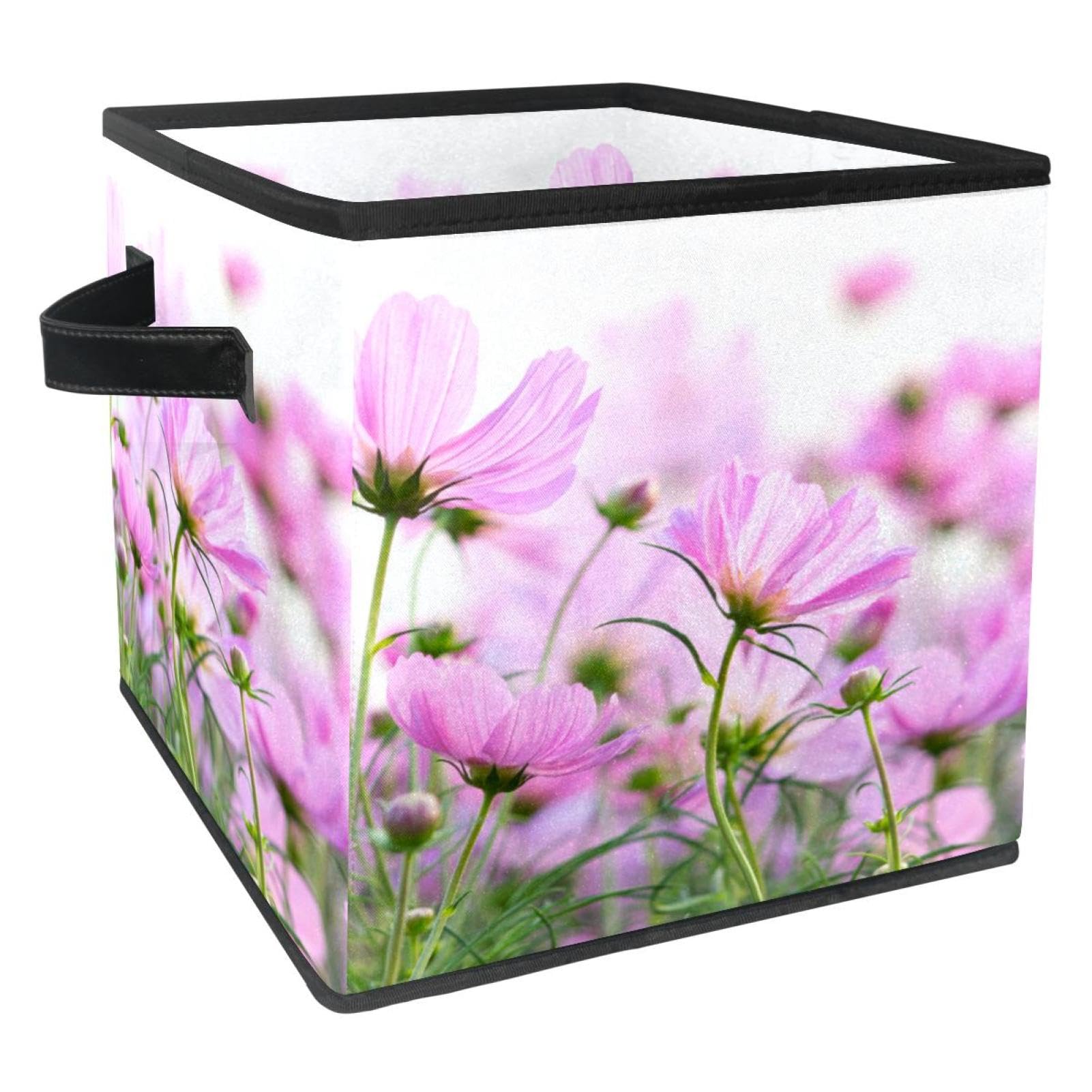 Boîte de rangement Cosmos Flowers | Cube pliable en tissu avec poignées