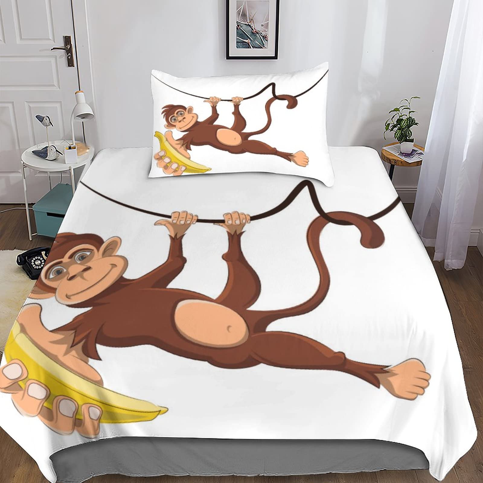 Parure de lit dessin animé 3D avec fermeture éclair pour un lit simple facile à border