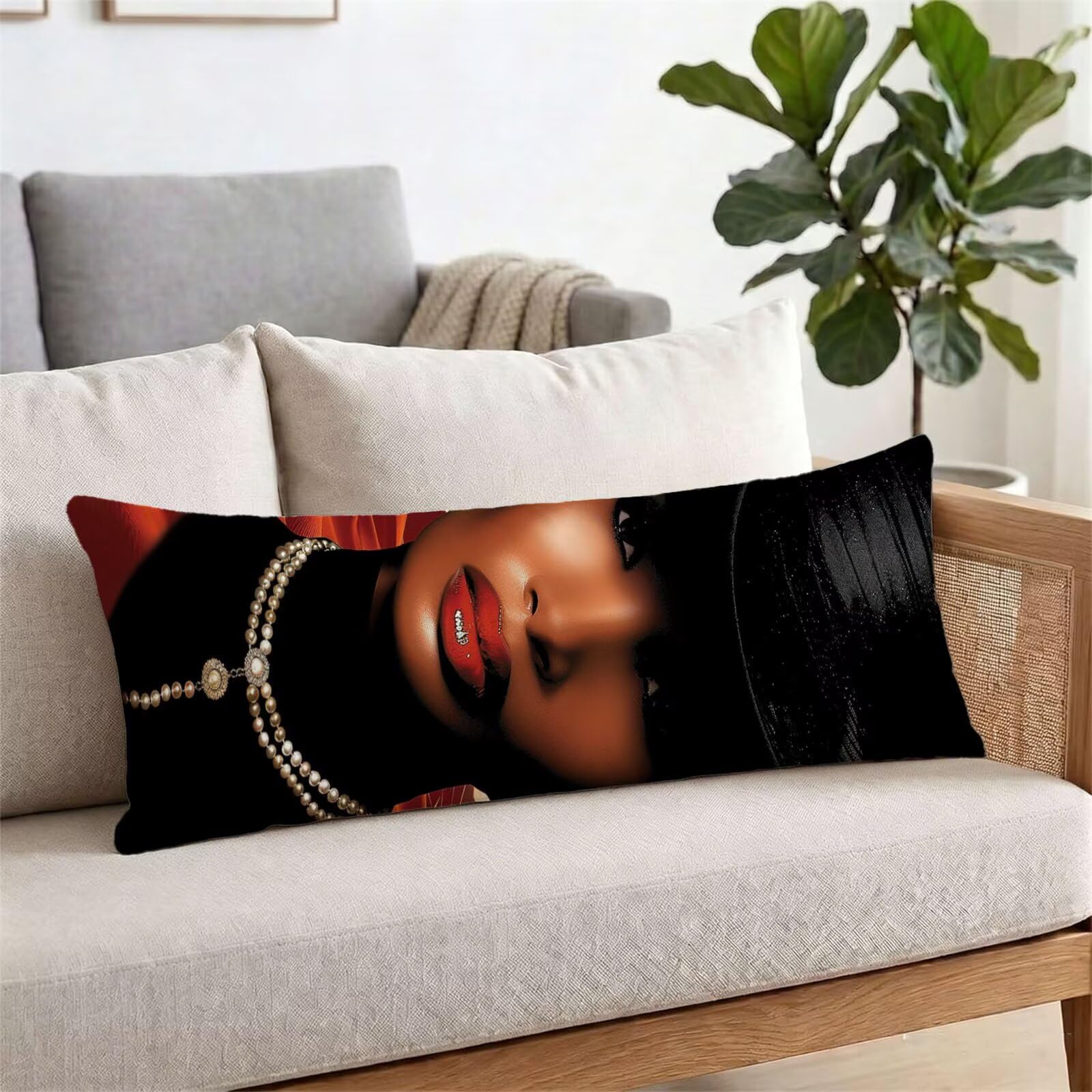 Funda de Almohada 60 x 180 cm Mujer Protector Almohada 180 cm con Cremallera Invisible, Terciopelo Suave y Transpirable Pillow Case nórdico Impresión a Doble Cara para Cama, Sofá y Dormitorio dg-566