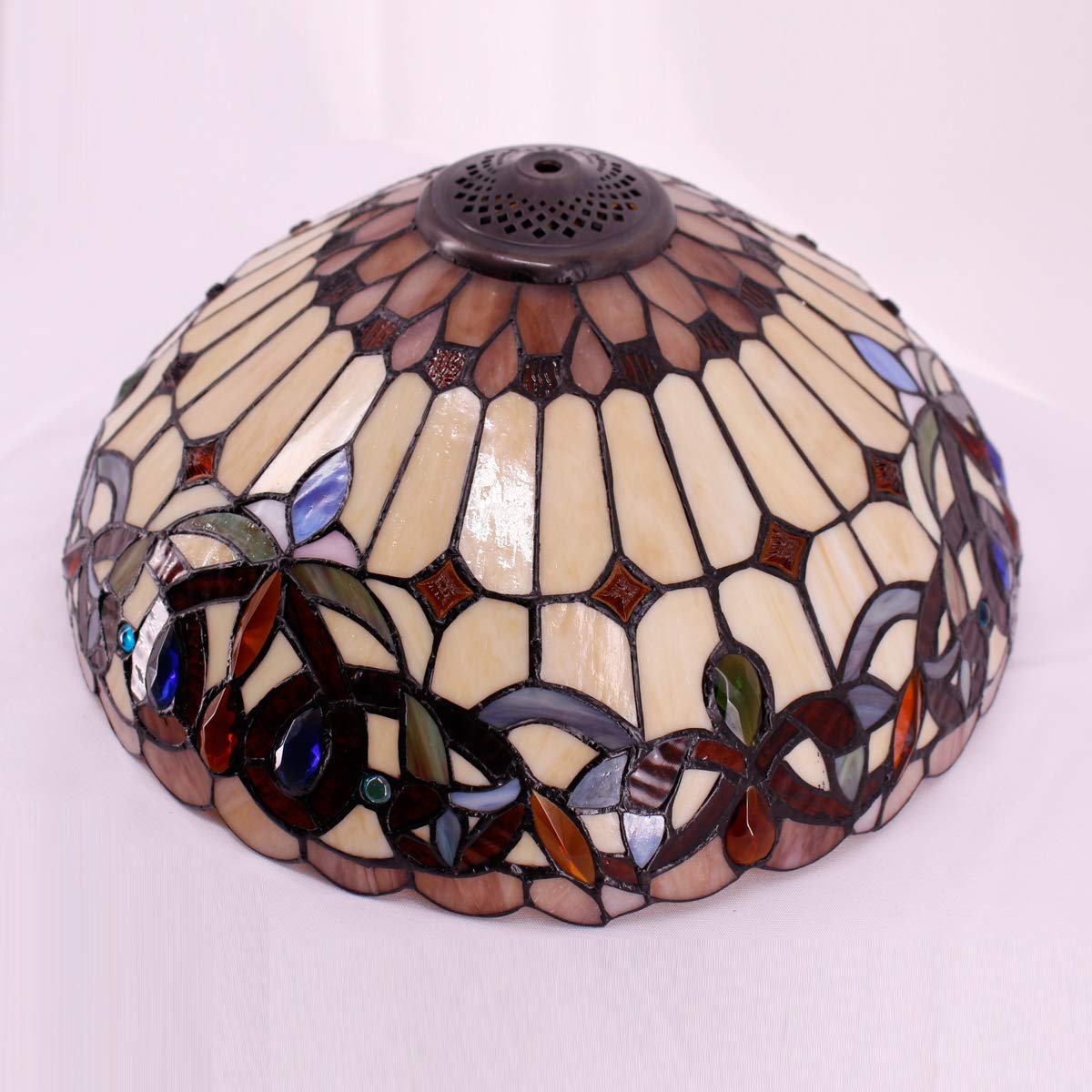 Condition photo showing New/Like New for werfactory tiffany lamp shade replacement 16x8 inch serenity victorian stained glass lampshade only with cap fit for table lamp pendant light ceiling fixture (part not included) s021 series