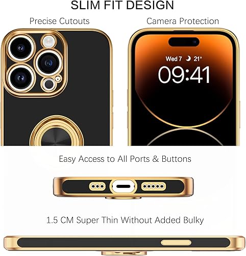 Miniatura 8 de BENTOBEN Funda para iPhone 14 Pro, funda para iPhone 14 Pro, ajuste delgado, soporte de anillo de 360, soporte magnético para automóvil, soporte