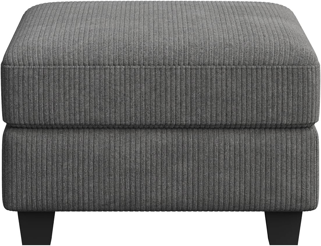 HONBAY Modern Corduroy Ottoman Module Sofa, 28.4 Inch Square Ottoman Bench with Storage, Grey
