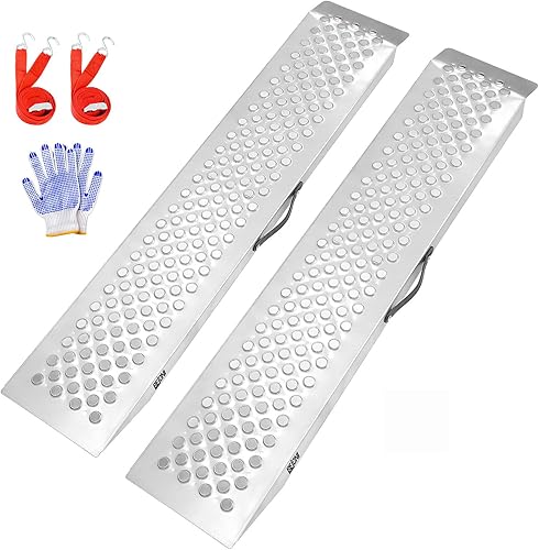 BEJONI Rampa de cobertizo de acero de 47 pulgadas, rampa antideslizante para motocicleta, cortacésped, capacidad de 1300 librasPR, rampa de carga