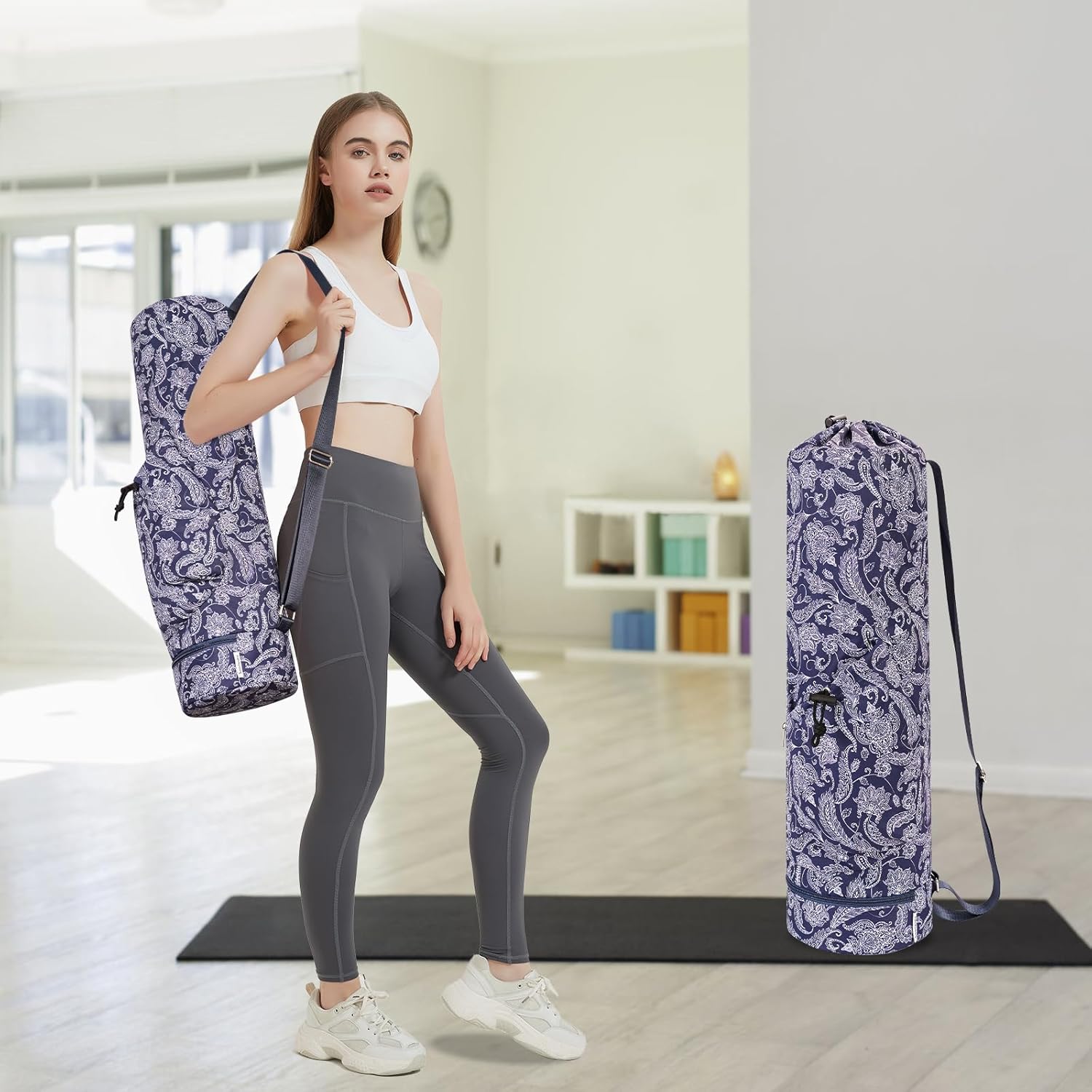 sportsnew Yoga Mat Bag with Water Bottle Pocket and Bottom Wet Pocket, Exercise Yoga Mat Carrier Multi-Functional Storage Bag, Patent pending - Image 6