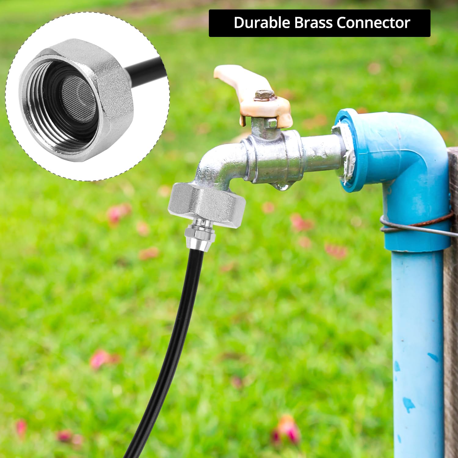 QWORK® Système de Brumisateur Exterieur, 8m Ligne de Brumisation Kit avec Buses de Brumisation Laiton et G3/4 Connecteur, pour l'irrigation de Terrasse, Jardin