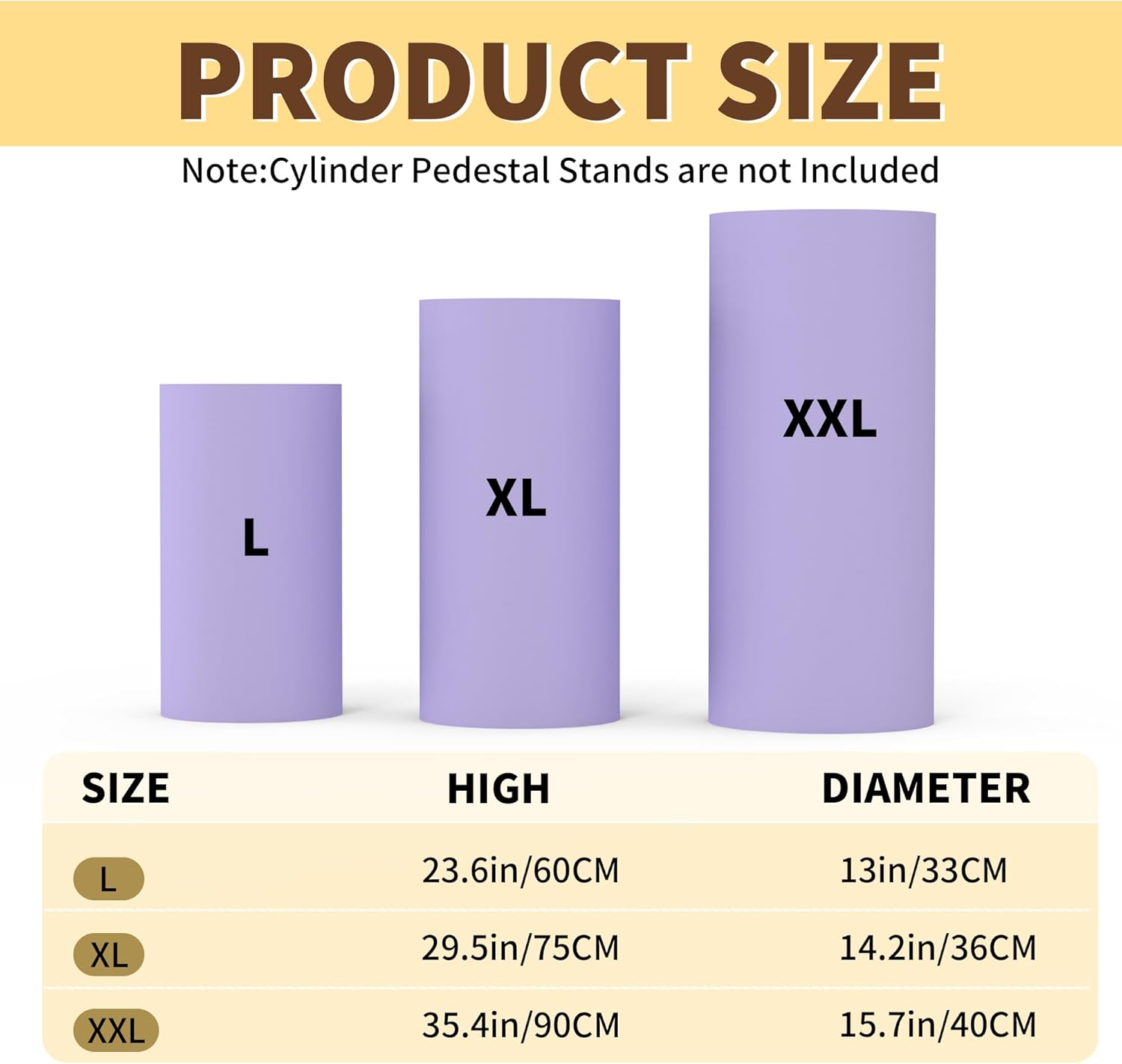 cylinder covers set of 3 multicolor pedestal stand covers, cylinder stand covers for party,round dessert tables covers for wedding birthday party decor purple l+xl+xxl