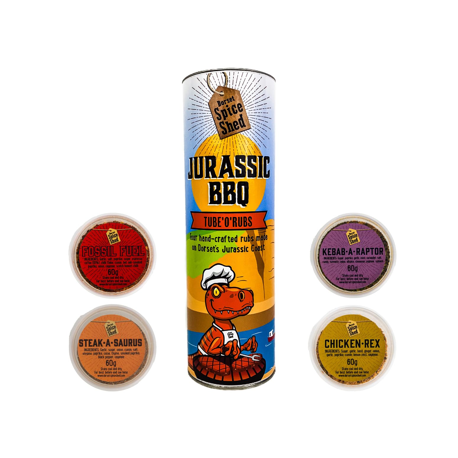 BBQ Rub Gift Set – Handcrafted in Dorset, Perfect for Chicken Wings, Steak, Lamb, Pork and Kebabs - Five Different Rubs - Ideal Outdoor Cooking Gift & Family Parties