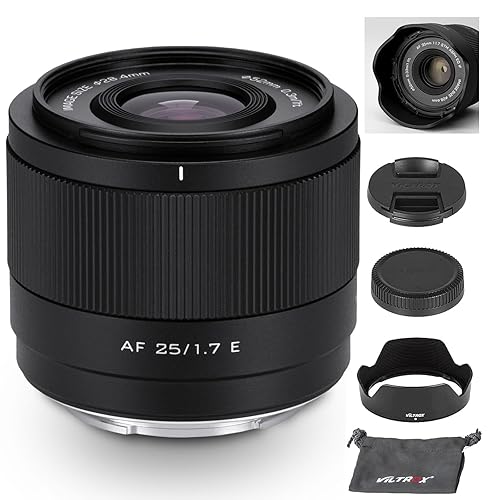 VILTROX 25mm f1.7 E-Mount Large Aperture STM APS-C Auto Focus Prime Lens for Sony E-Mount Cameras A7C A7RII A7SII A7II A7RIII A7IV A7RIV A9 A1 ZVE1 A93 A6700 A6600 A6500 A6400 FX3 ZV-E10 FX30 ZV-E10II - 25mm f1.7