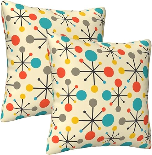 Miniatura 8 de Juego de 2 fundas de almohada retro de mediados de siglo para sofá, decoración del hogar, 18 x 18 pulgadas