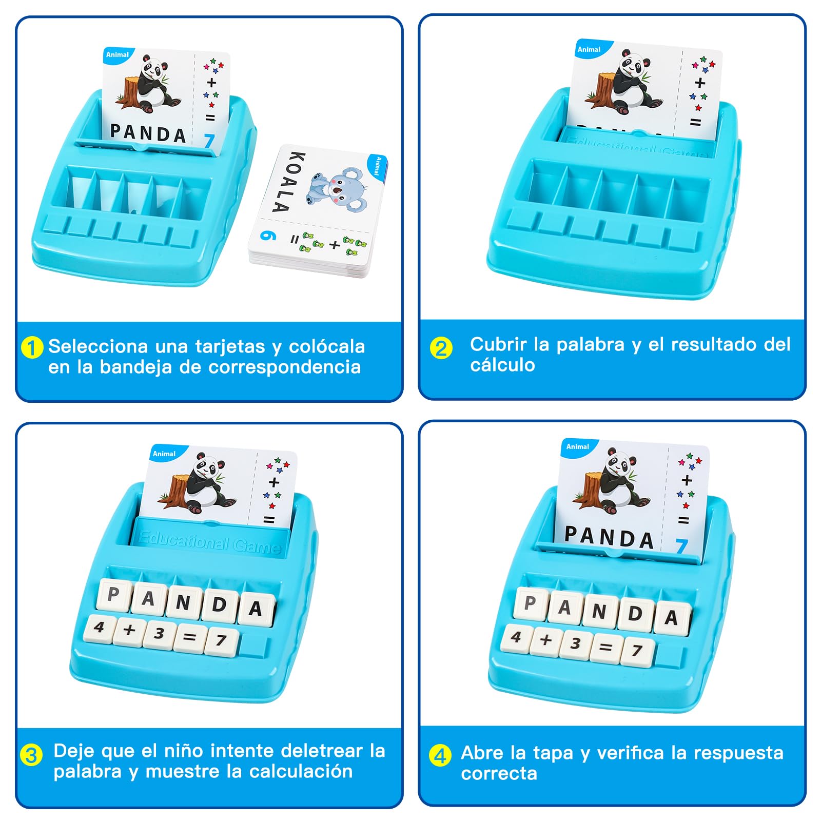 Juguete Aprender 2 en 1 de Juegos de Letras y Números para la Educación Temprana de los Niños Regalo Ideal para Niñas y Niños de 3+ Años（Español）, BK1831, Azul