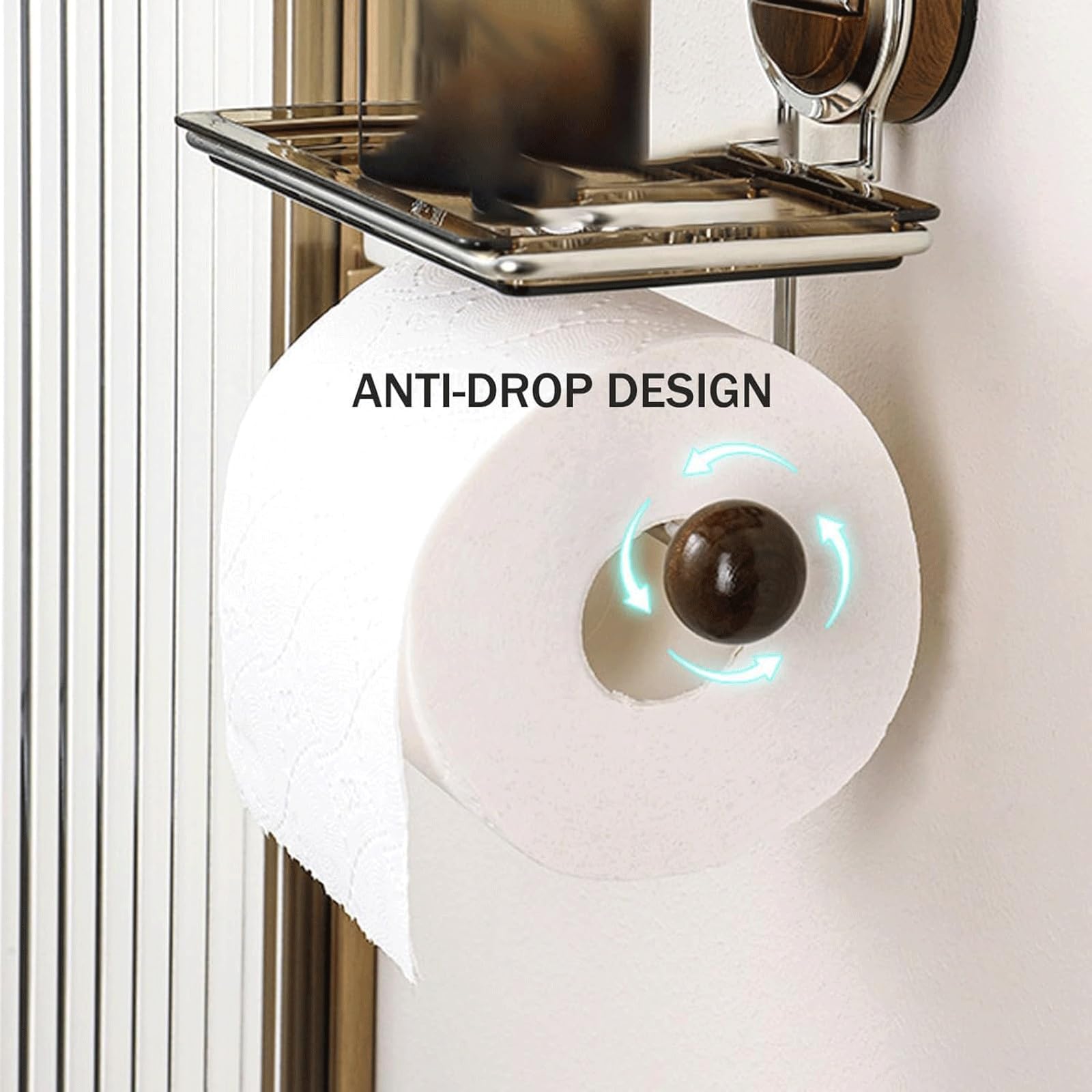 Porta carta igienica in acciaio inox con ripiano | Multicolor 1/2 pz. Uso in bagno: mensola a ventosa in acciaio inossidabile senza trapano(D,2PCS)