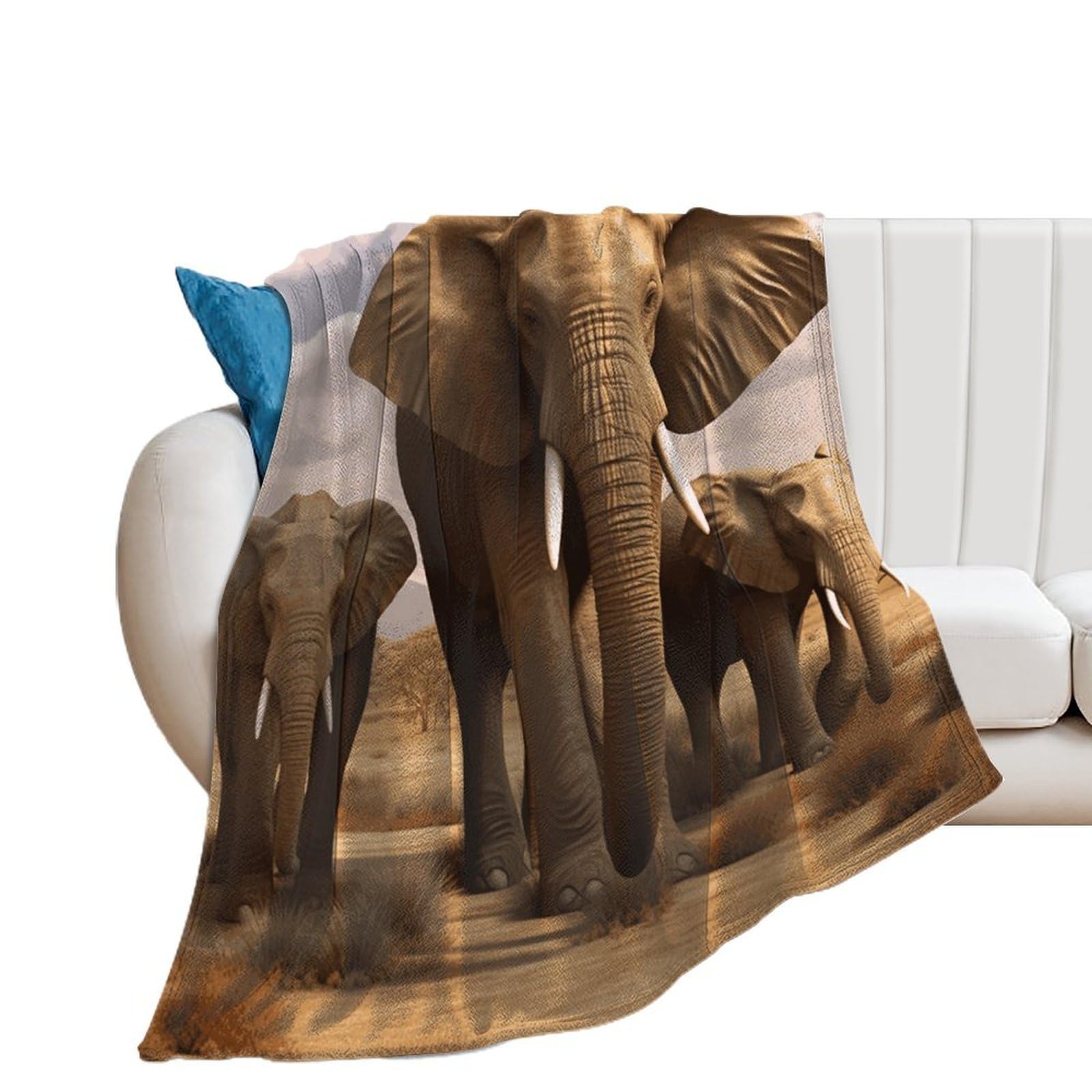 Couverture de lit famille d'éléphants le confort doux qui réconforte