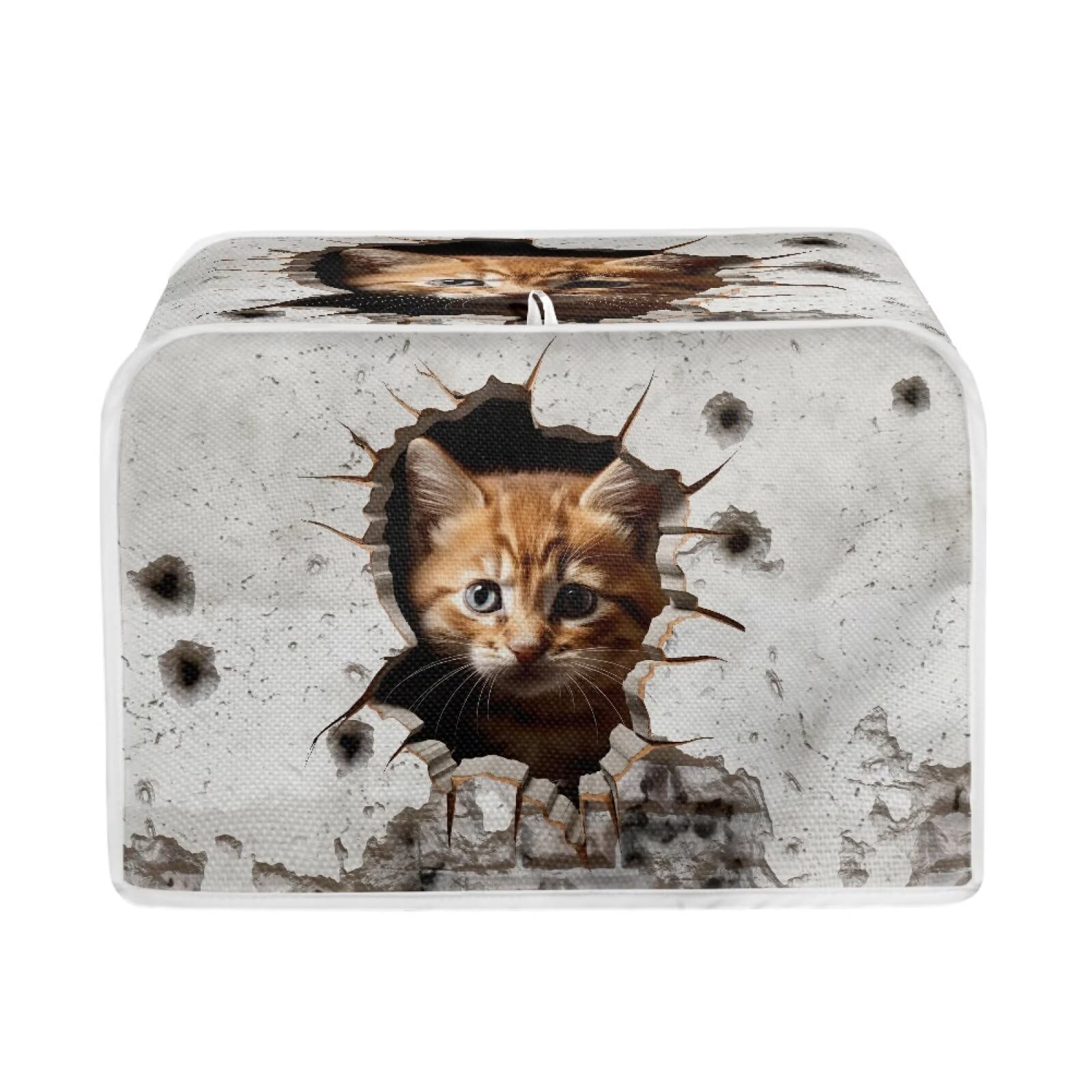 Cute Wall Cat Toaster Covers 2 Slice Dust Cover with Top Hook, Kitchen Appliance Organizer Bag Anti-Scratch Microwave Oven Kitchen Accessories Fingerprint Protection