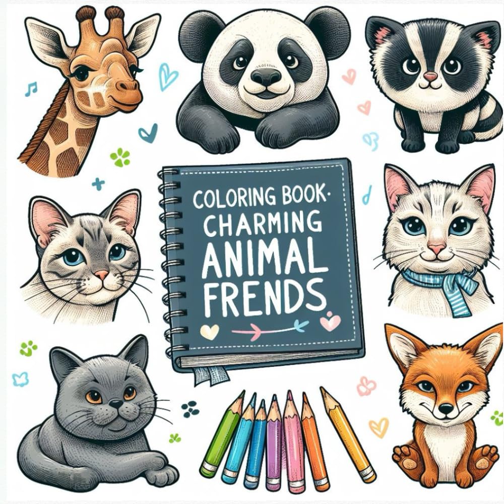 Coloring Book: Charming Animal Friends: The magical world of animals