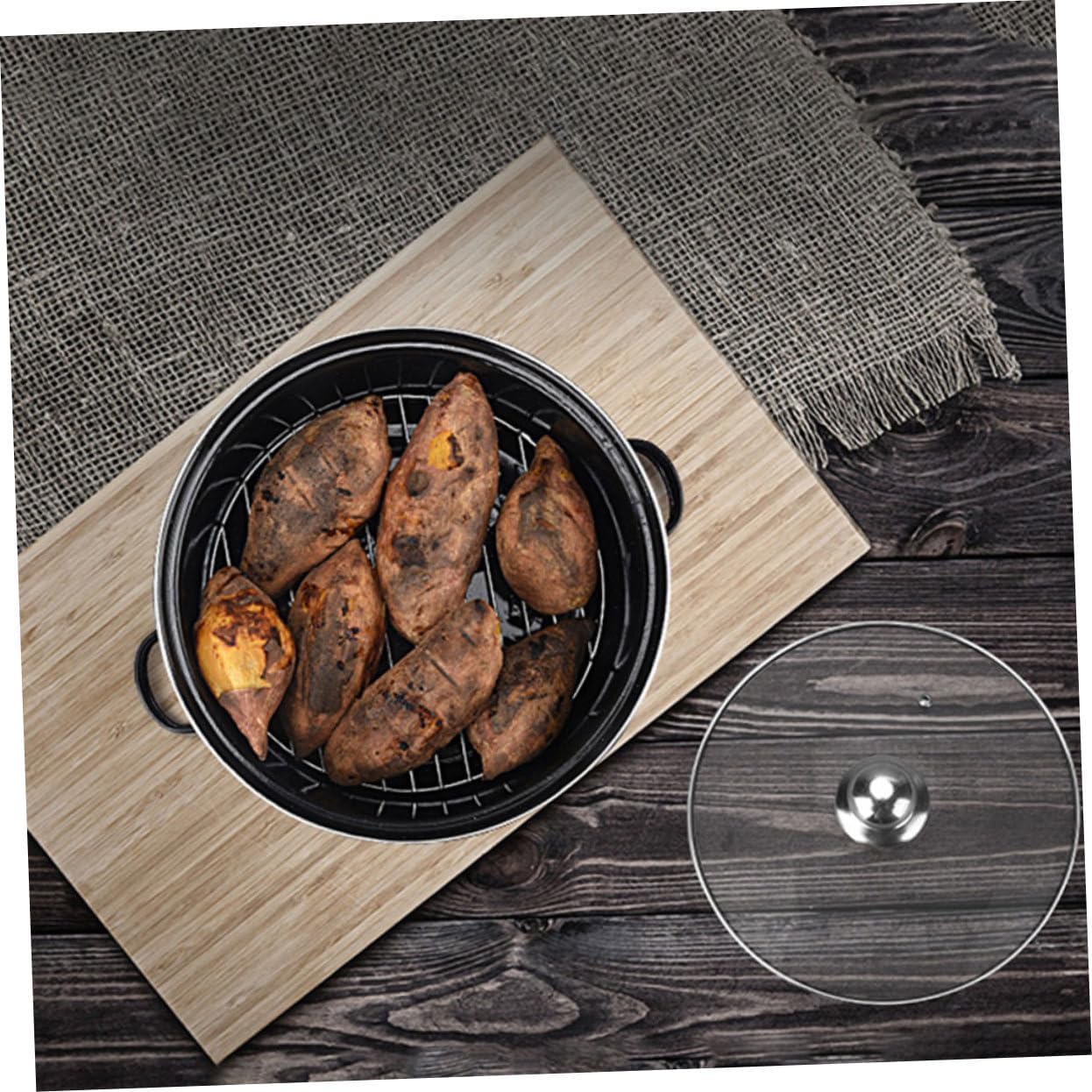 Daily Use Roasting Pot with Lid Cooking Accessory Ergonomic Design for Family Roasting and Cooking Needs