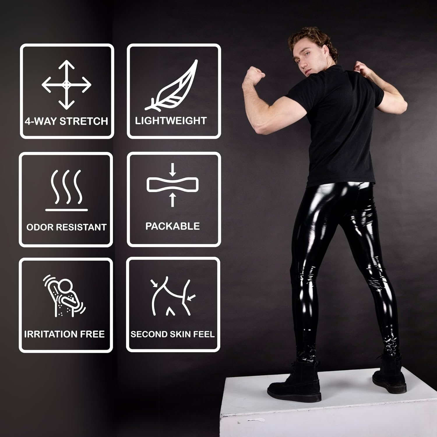 Kapow Meggings High Gloss Vinyl Men's Leggings - Image 3