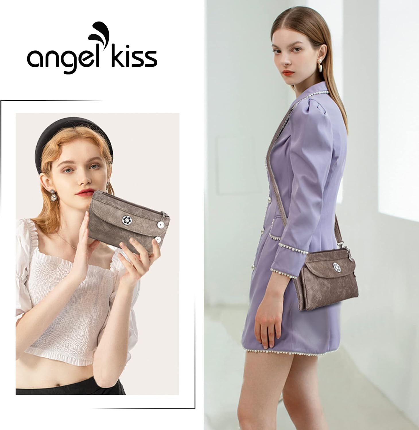 Angel Kiss Crossbody Bags Small Purses for Women Vegan Leather Cell Phone Wallet Purse with Wristlet Strap - Image 7