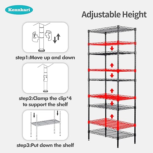 Miniatura 6 de Estante organizador de estante de metal ajustable de 5 niveles para despensalavanderíabañococinadormitorio, estantes de almacenamiento de alambre